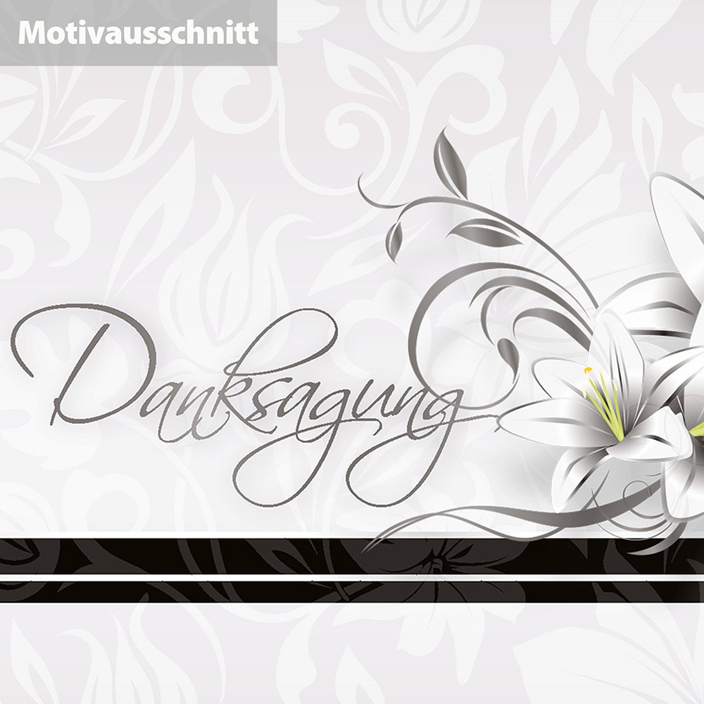 tatmotive Danksagungskarten Trauer (25 Sets) selbst bedruckbar/beschreibbar mit feinem Einlegeblatt, inkl. Briefumschläge