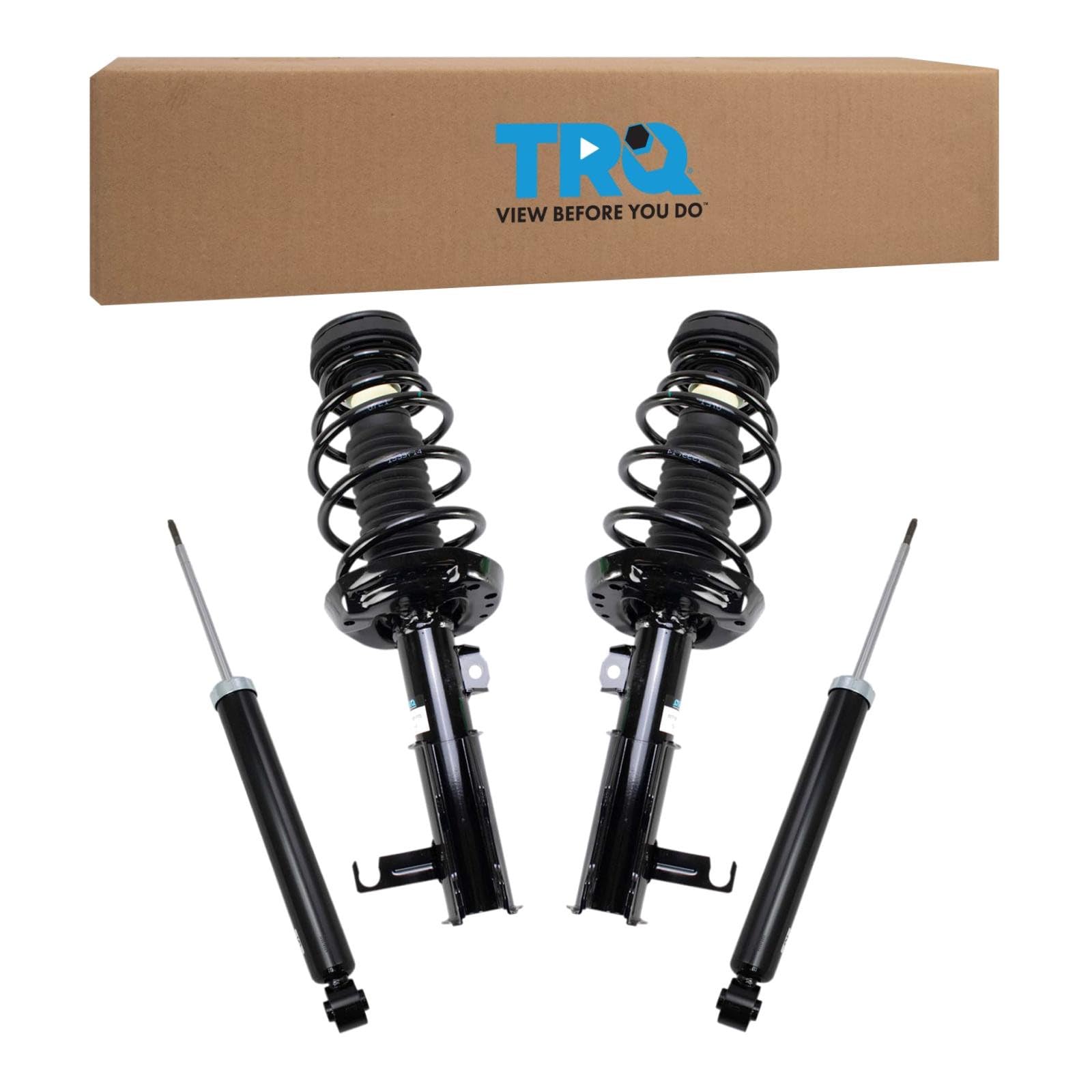 TRQ Front and Rear Complete Strut Assembly &amp; Shock Absorber Kit Complete Strut &amp; Coil Spring Assembly Compatible with 2014-2019 Chevrolet Impala 2.4L 2.5L