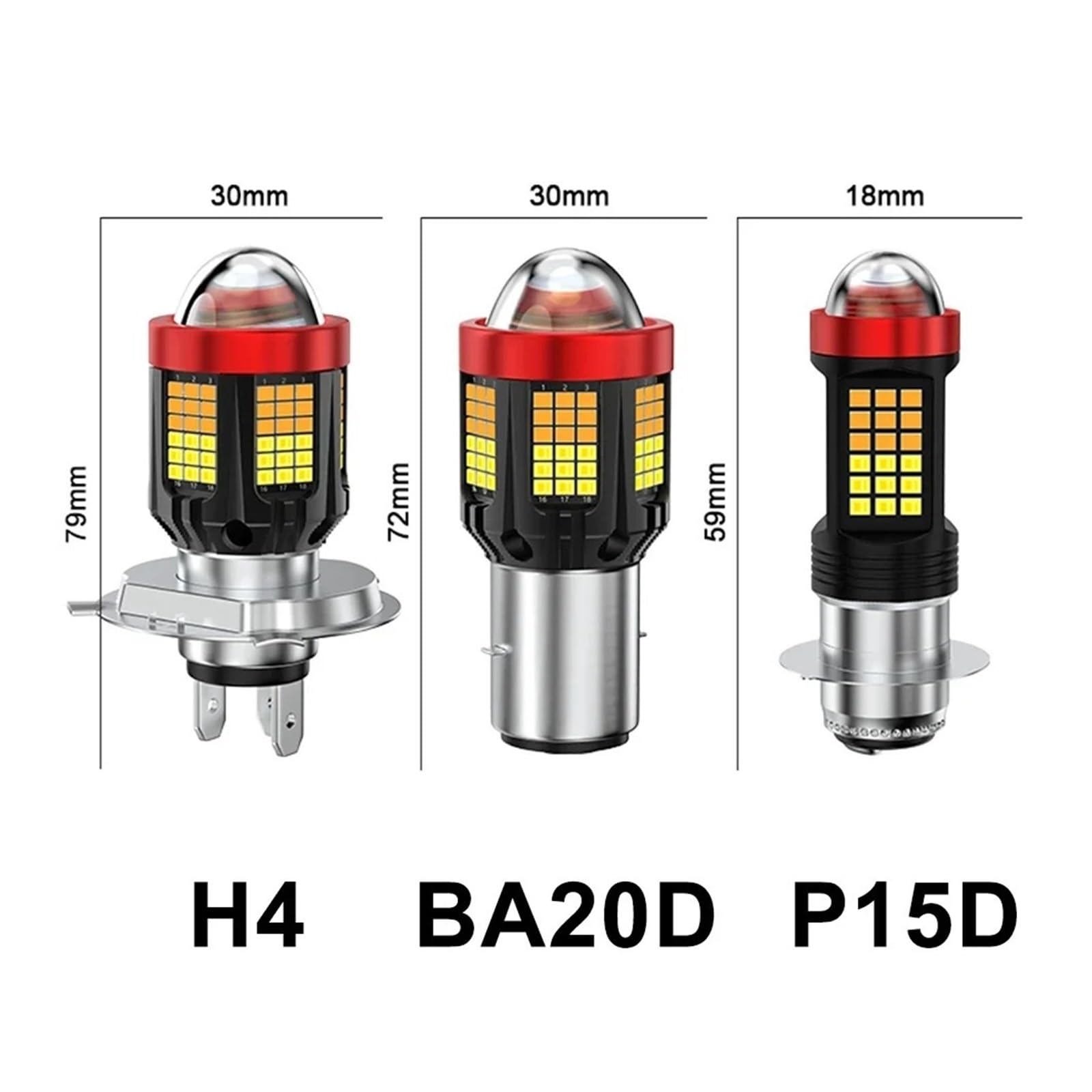 phare moto Pour Moto Et Scooter Feu Antibrouillard LED 1X H4 BA20D H6 P15D 2016 Double Couleur Lentille Blanche Jaune(H4 white white)