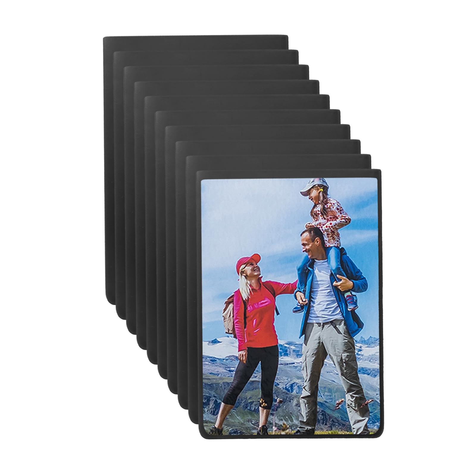 sourcing map 20Pcs Magnetic Picture Frame, 4 x 2.5 inch Magnetic Photo Frame Postcard Holder Sign Holder with Clear Protective Pocket for Refrigerator Office Glass Window, Black