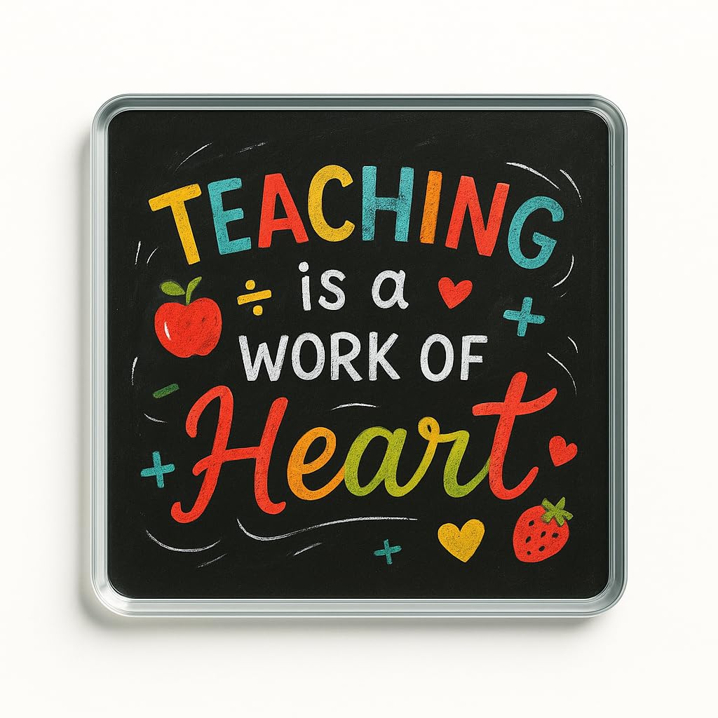 The Plum Penguin Heartfelt Teachings Unique Acrylic Coaster Gift For Teachers - Heartfelt Teaching Design With Doodles And Chalkboard Elements For Birthday Or Christmas