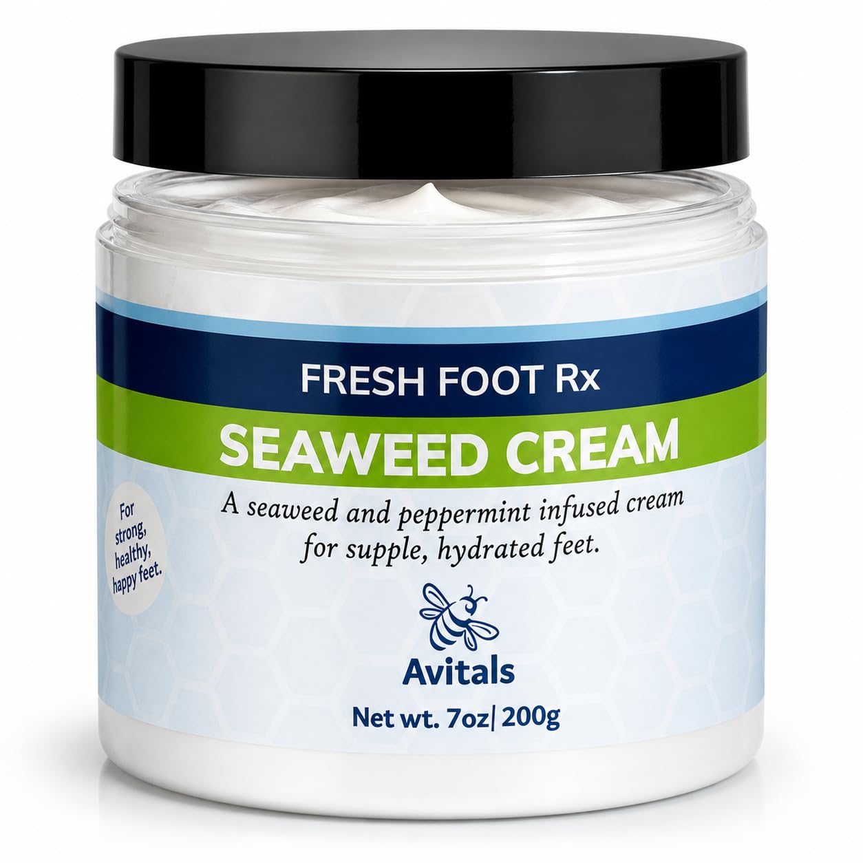 Avital's Fresh Foot RX Foot Cream – Intensive Cracked Heel Repair Treatment – Peppermint Moisturizer with Panthenol, Allantoin & Seaweed Extract – Softens Calluses & Rough Feet – 7 oz