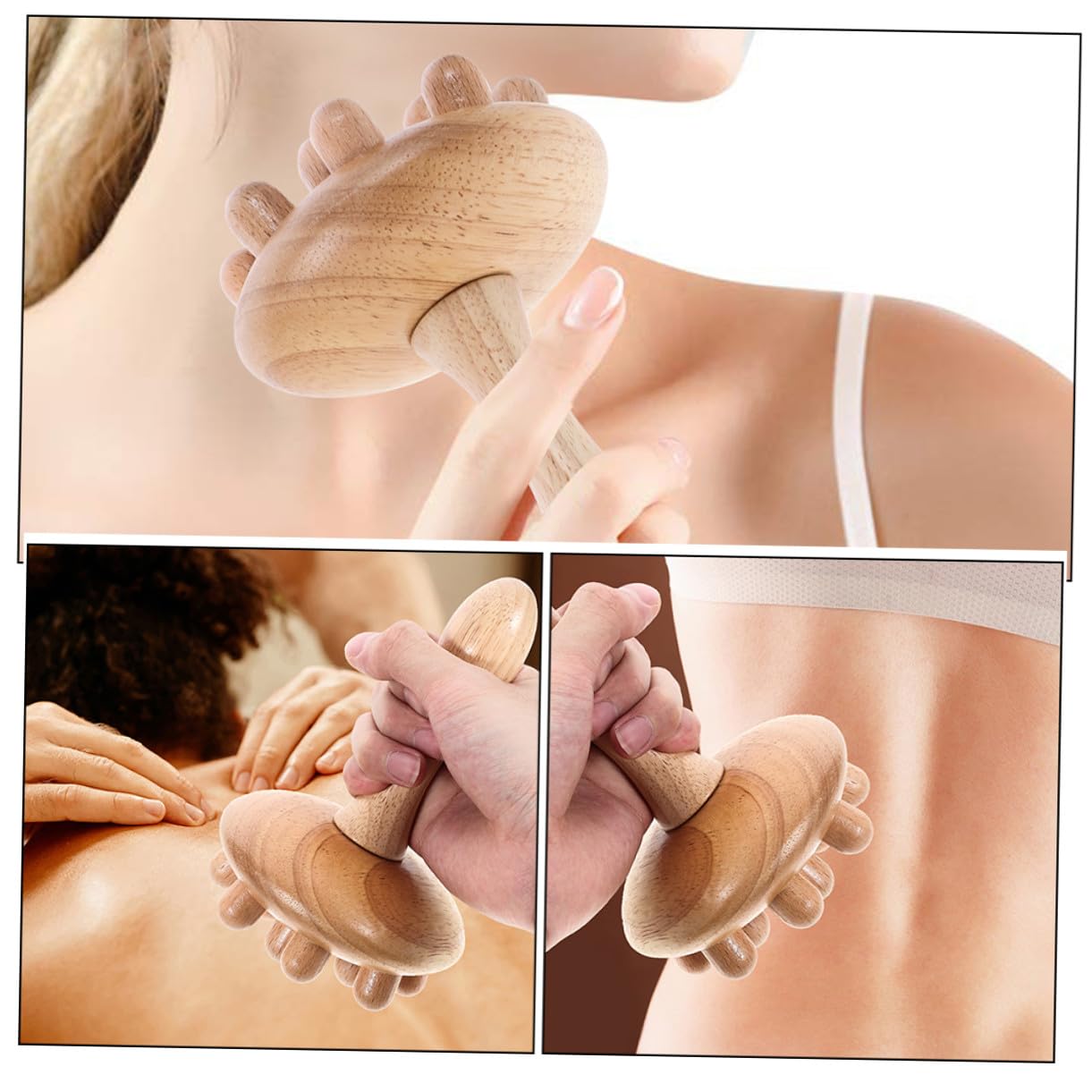 ibasenice Peine de Masaje de Madera Peine de Dientes Anchos Ergonómico para Cuero Cabelludo 2 Piezas Masajeador de Cabeza sin Electricidad Estática, Adecuado para Bienestar y Relajación