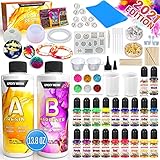 Zoncolor Epoxy Resin Silicone Molds Kit - Crystal Clear Casting Keychain DIY Craft Supplies & Materials Accessories Kits Jewelry Making for Beginners Measuring Cup Mat Glitter Paint Stir Sticks