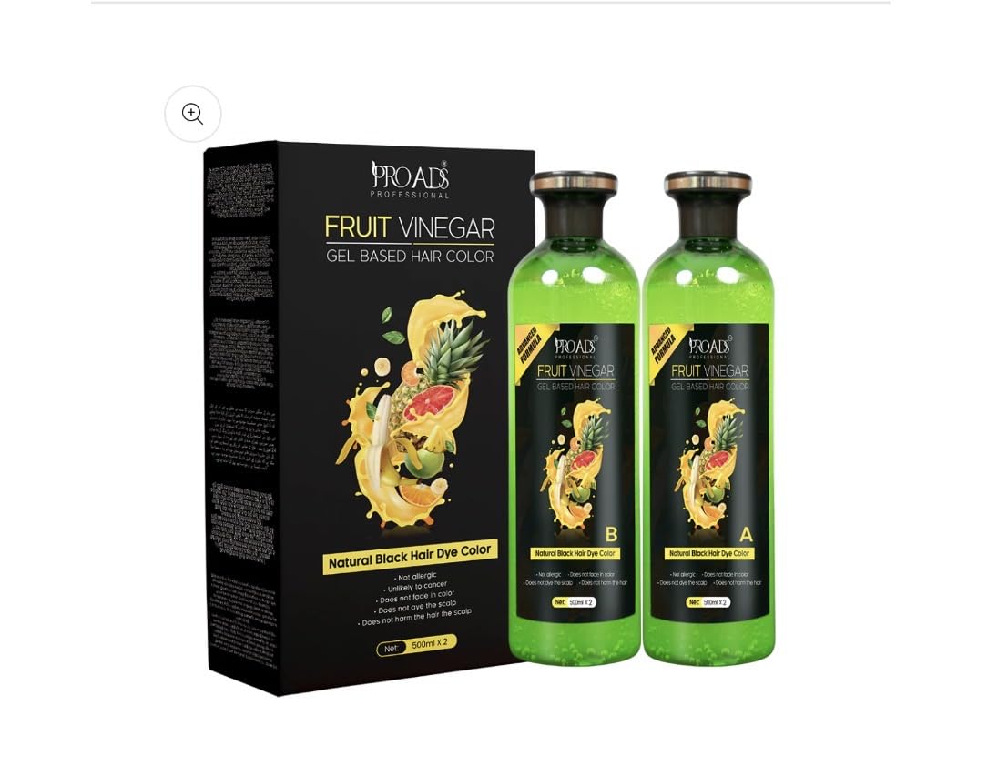 Black Hair Color Gel with Fruit Vinegar | 10-Min Quick Hair Dye for Men & Women | Long-Lasting, Natural Look | No Drip, Mess-Free Gel Hair Color (500mlX2)