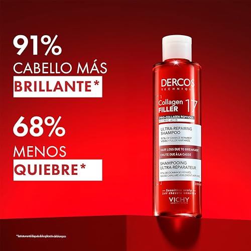 Miniatura 3 de Dercos Collagen Peptide 17 Ultra-Repairing Shampoo, Anti Hair Fall & Bond Repair for Damaged Weak Hair, Strengthens, Reduces Breakage, Boosts Volume