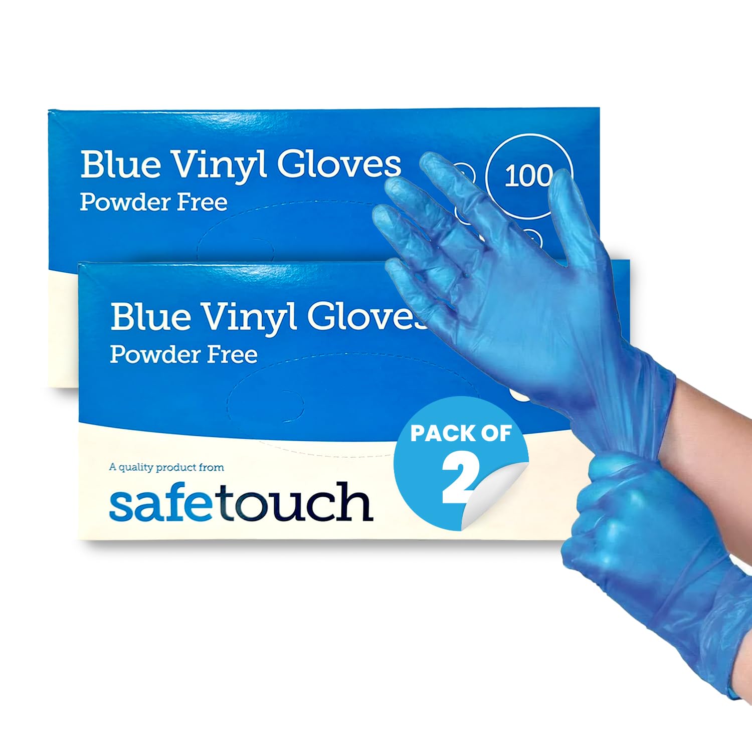Just Health Disposables Blue Vinyl Gloves, M, 200ct - Food Safe