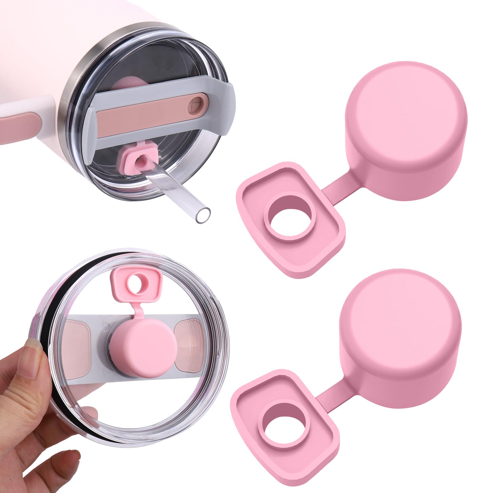 Juome Silicone Spill Proof Stopper Compatible with Stanley Cup 1.0/2.0 40oz/ 30oz, Leak Stopper Compatible for Stanley Tumbler Accessories, All-in-one Square Round Spill Stopper Set