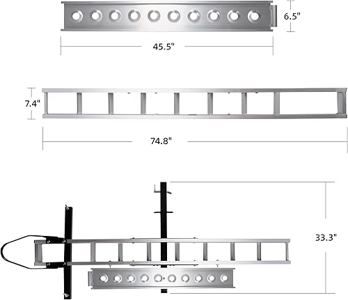Miniatura 5 de Portabicicletas de aluminio con rampa de carga, receptor de 2 pulgadas, montaje rápido, fácil de usar, antitambaleo, capacidad de 440 libras