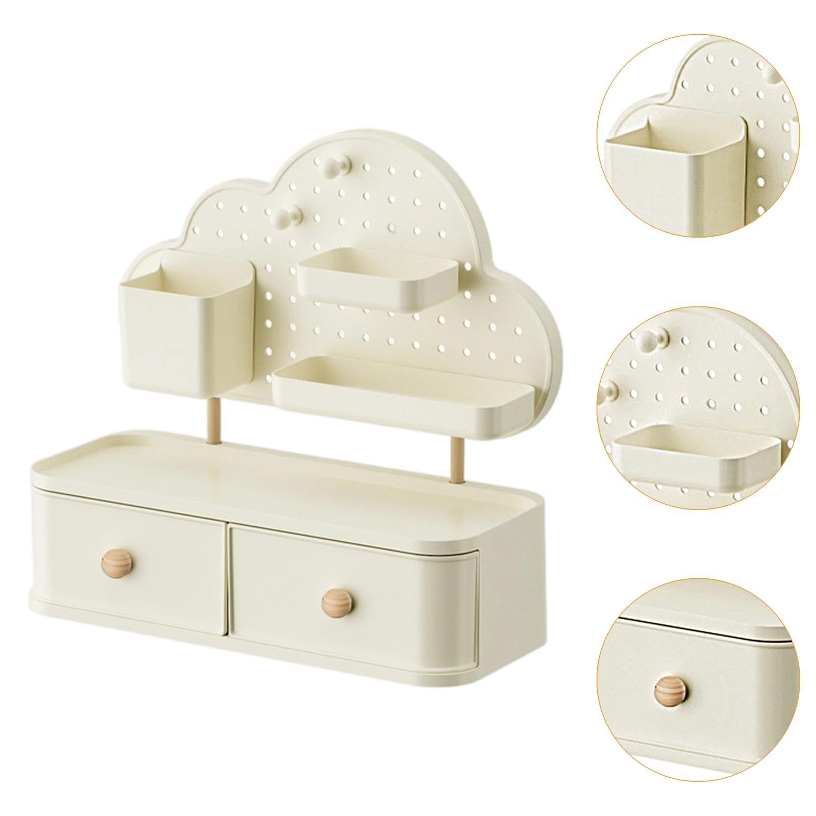 Fenteer Contenedor de Escritorio con Cajón Y Organizador de Maquillaje, 1 Capa 35.5 X 14.5 X 34 Cm