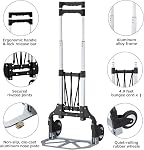 Folding Hand Truck, MAXBROTHERS Lightweight Dolly, 175Lbs Load Capacity Aluminium Trolley Cart with Telescoping Handle, 2 Rubber Wheels for Travel, Auto, Moving and Office Use (Black)