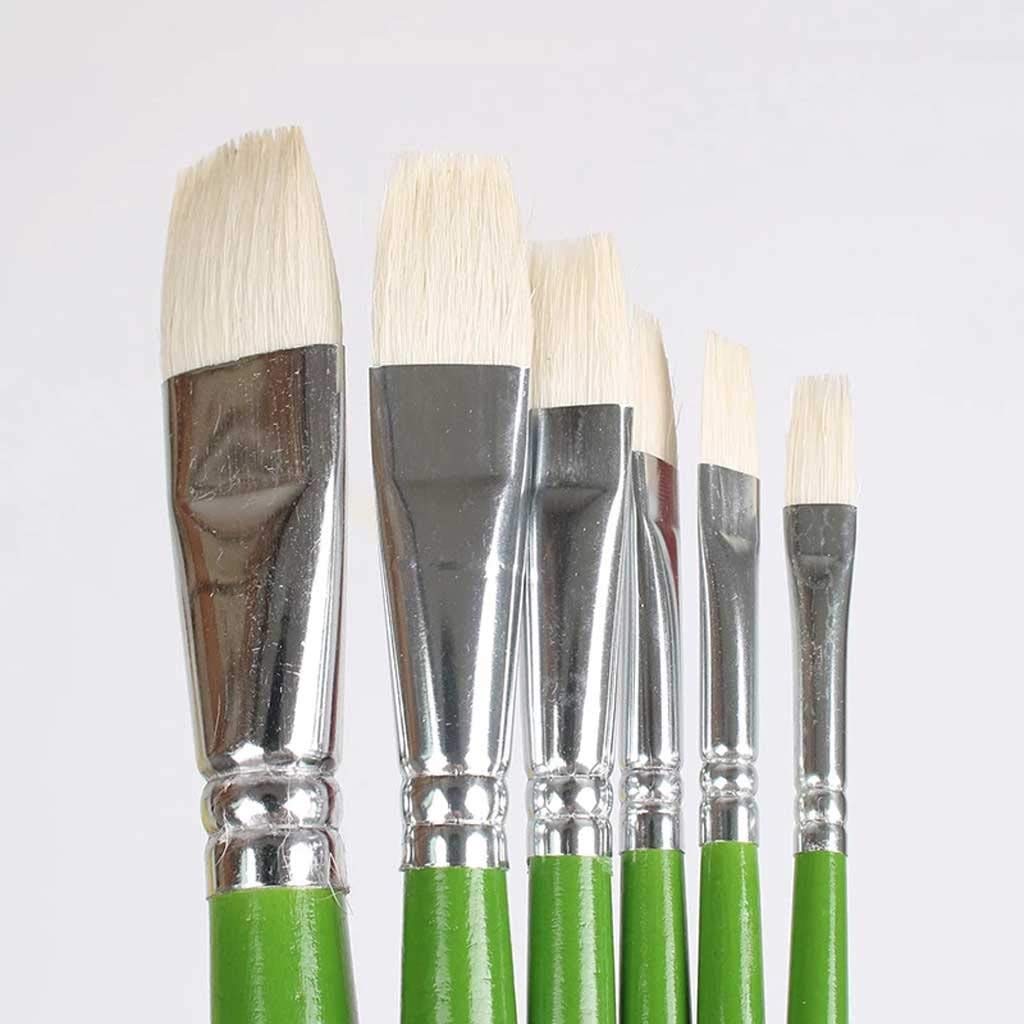 Lot de 6 pinceaux à Peinture en Nylon, Brosse à Tige Courte, Pinceau à Huile Acrylique, Stylo Aquarelle, Fournitures d'art Professionnelles