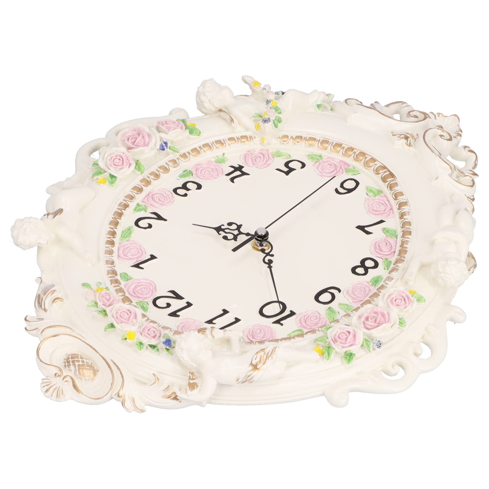 Wanduhr, Elegante, Stumme Wanduhr Im Europäischen Stil für Wohnzimmer, Büro, Kunstharz, 39 X 31,5 cm