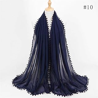 1 Pc Mujer Bufanda De Algodón Bolas Bufanda De Invierno Chales De Bola Lisa Hijab Envoltura Musulmana Diadema 13 Bufandas De Color/Bufanda 180 * 80Cm