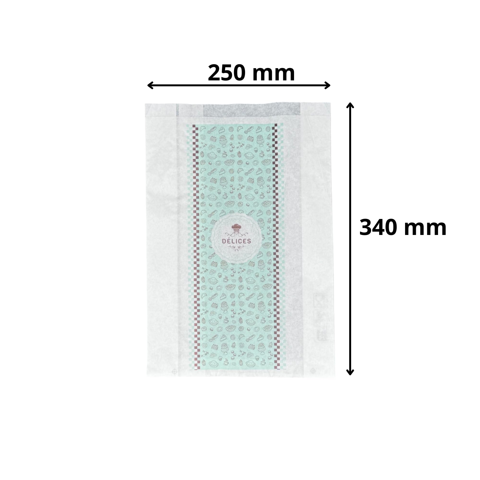 500 Brioche-Beutel aus Papier, weiß, mit Aufdruck, 25 x 34 cm – Beutel für Brioches und Croissants