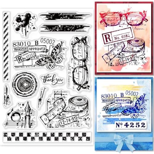 GLOBLELAND Steampunk Stempel Set - Vintage Clear Stamps Mit Metal Die Cuts Für Kartenbasteln