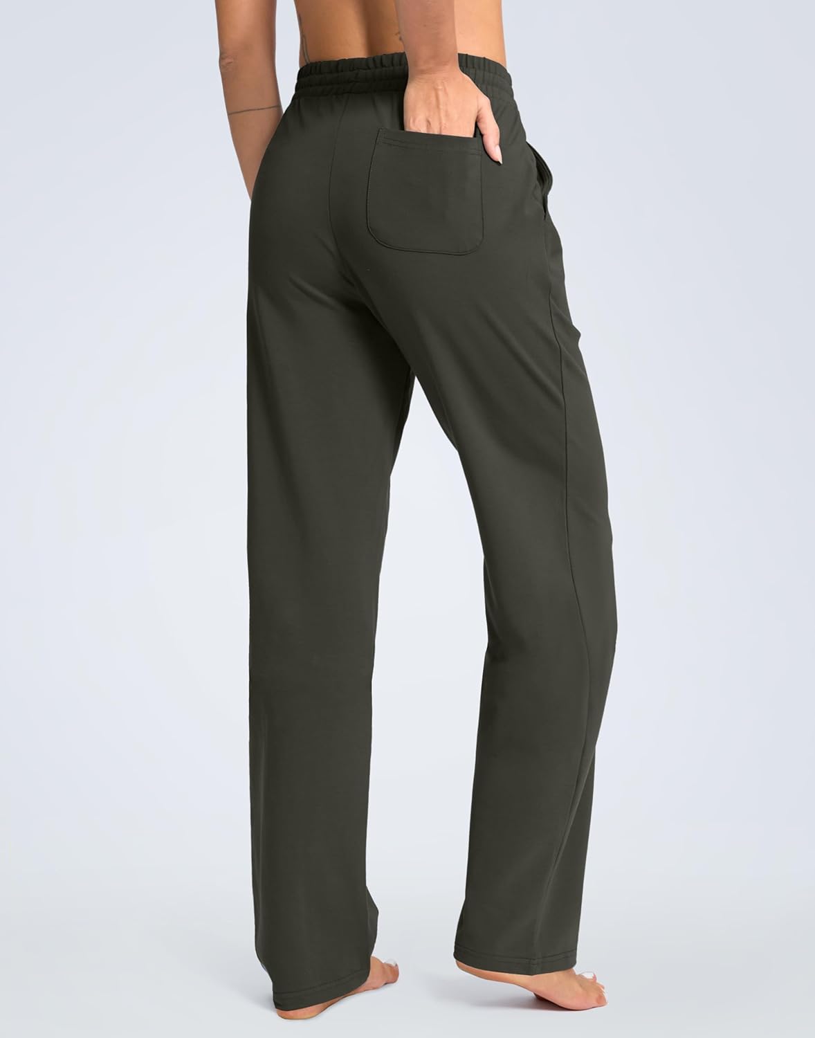 SANTINY 31"/33"/35" Women's Tall Cotton Sweatspants Yoga Lounge Casual Pants Open Bottom Sweat Pants for Women with Pockets - Image 3