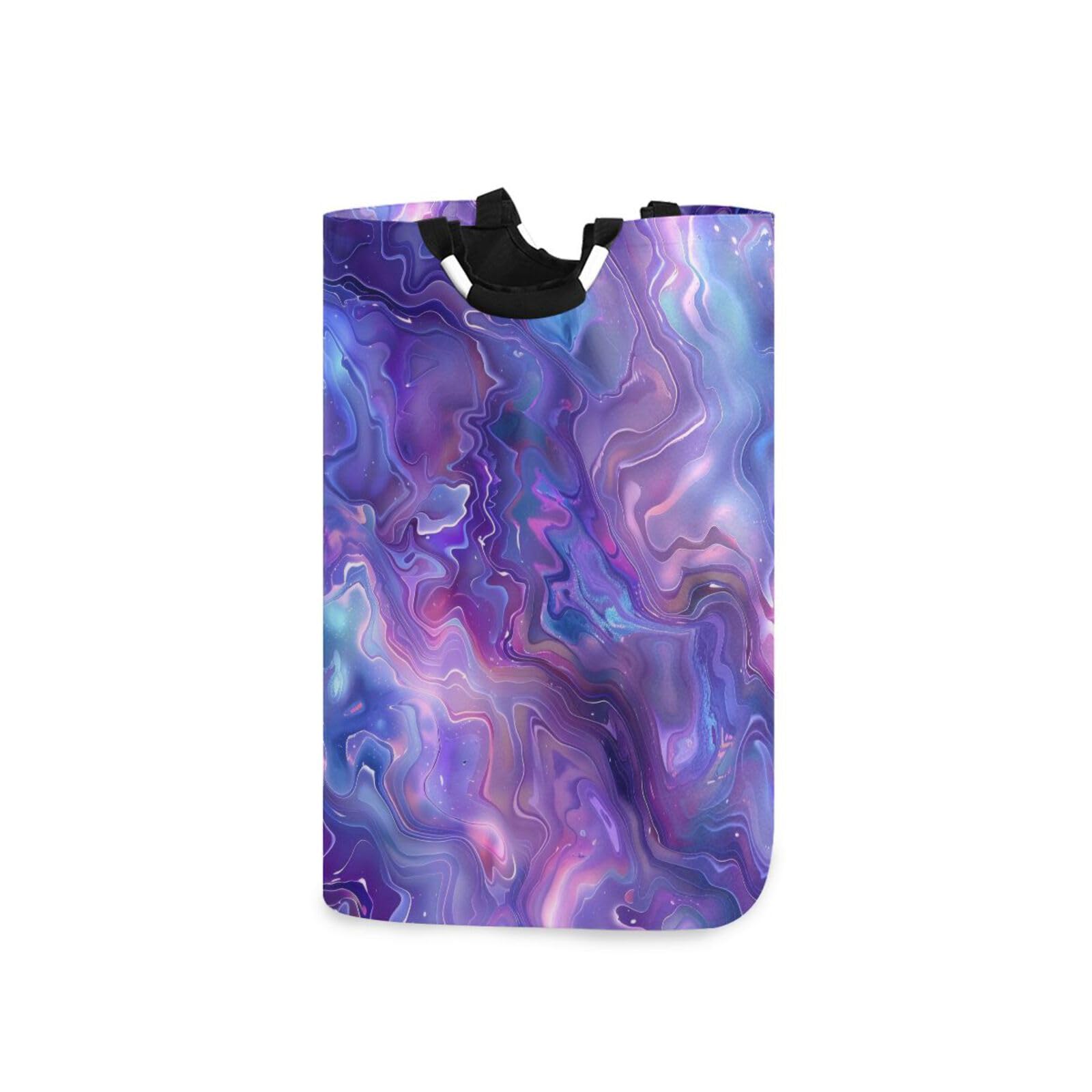 Jihqo Laundry Hamper Basket Violet Marble Ripple Collapsible Nursery Storage Bin Waterproof Clothing Baskets for Home Bedroom Bathroom Washing Room