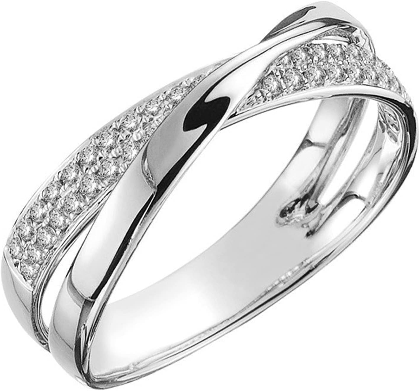 Psiroy 925 Sterling Silver Plated Infinity Knot Wedding Band Cubic Zirconia Criss Cross Ring for Women