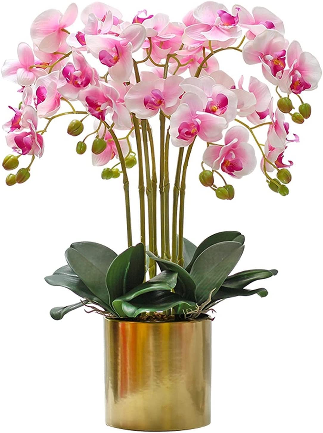 IUokLU artificial flower with pot Orchid Artificial Flowers with Planter Phalaenopsis Artificial Plants in Pot Fake Flower Potted Bonsai Home Decoration Orchid (Pink)