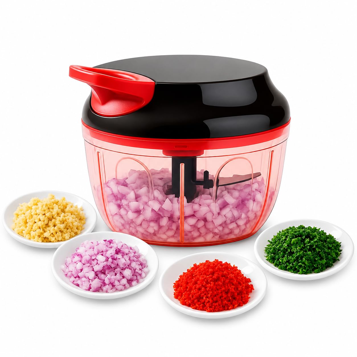 Manual Pull Chopper for Kitchen | Vegetable & Fruit Cutter with Sharp Stainless Steel Blades | Multipurpose Hand Pull Food Processor & Mini Food Chopper 900 ml Capacity-image-33