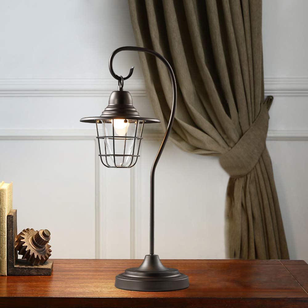 Tischleuchte Retro Schwarz Metall Laterne Lampenschirm Arbeitsplatzlampe Leselampe E27 Vintage Verstellbare Schreibtischlampe Schlafzimmer Nachttisch Lampe Arbeitsplatz-Leuchte