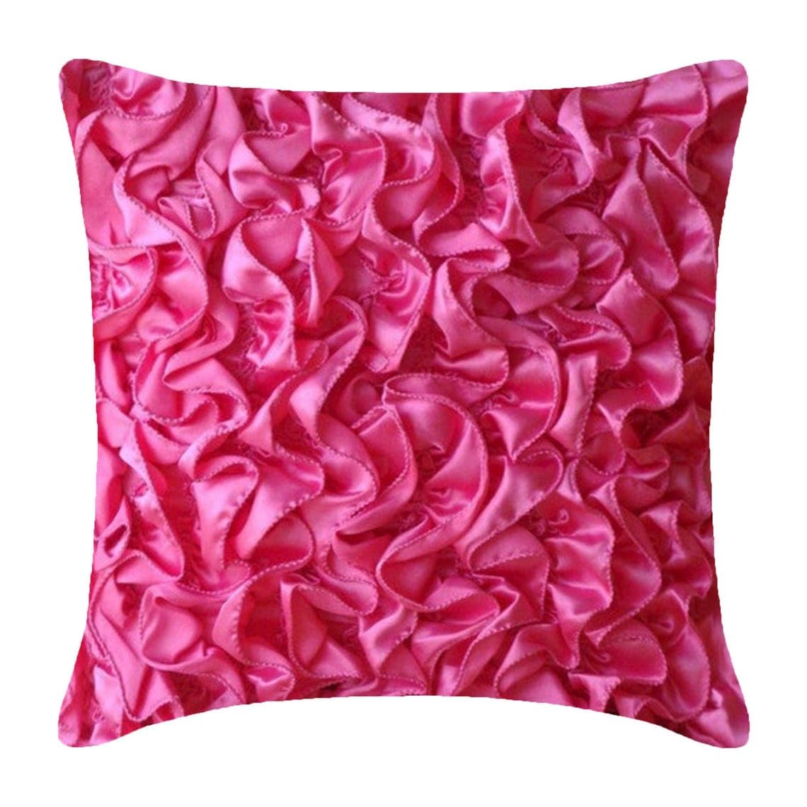 The HomeCentric Fuchsia Pink Cushion Cover, Vintage Style Ruffles Shabby Chic Cushion Cover, 35x35 cm (14x14 inch) Cushion Case, Satin Cushion Cover, Solid Contemporary, Solid - Vintage Fuchsia โ image 1