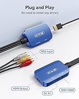 Vista 2 de Adaptador RCA a HDMI, convertidor Viagkiki AV a HDMI, convertidor de audio compuesto RCA a HDMI para PS1, PS2, PS3, STB, Xbox, VHS, VCR, Azul