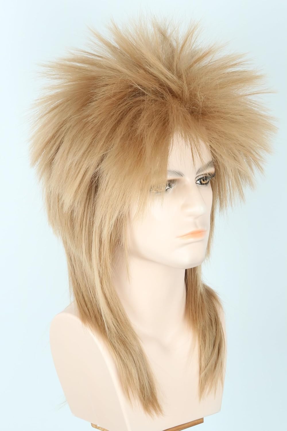 LeMarnia 80s Unisex Adult Tan Spiked Mullet Wigs Heavy Metal Punk Rock Wig Halloween Costume Funny Wig - Image 2