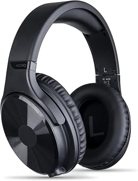 Movo MH-100 Hi-Fi Studio Headphones with Microphone - Wired Over Ear Headphones for Gaming and Music with 3.5mm and 6.35mm Input - Comfortable Headphones with Mic - Perfect Podcast Headphones for PC