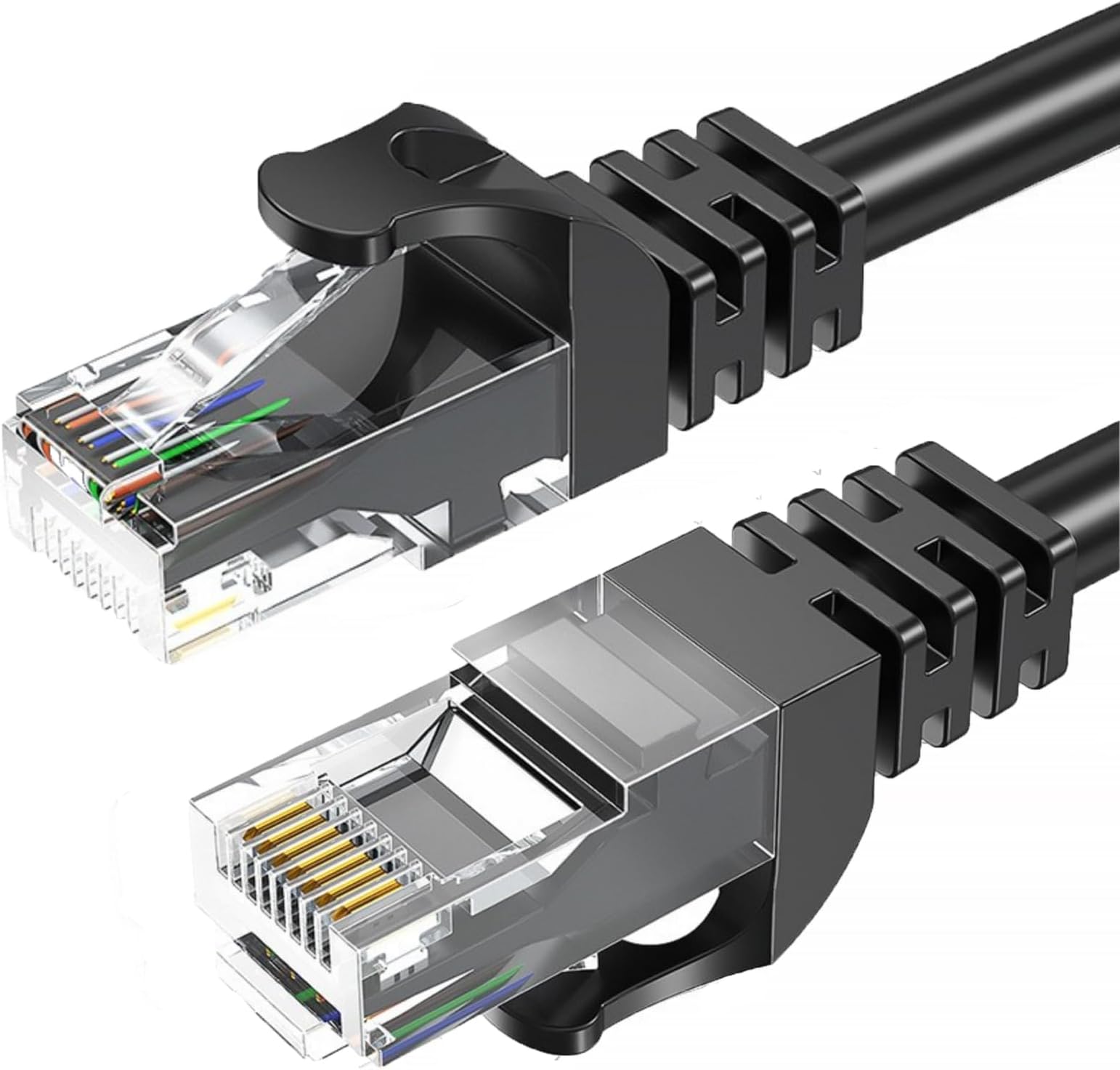 Cat 6 Ethernet Cable 50 ft High Speed RJ45 Internet Cable for Outdoor & Indoor Support CAT6 Network Solid Black Computer LAN for PC,50Feet