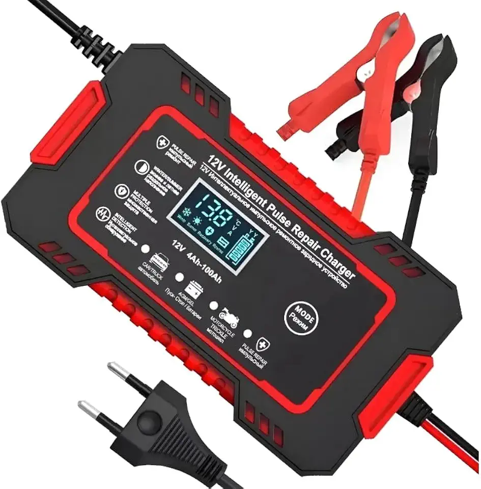 Carregador de Bateria 12V, até 100 Amperes, para Carro, Moto e Caminhão