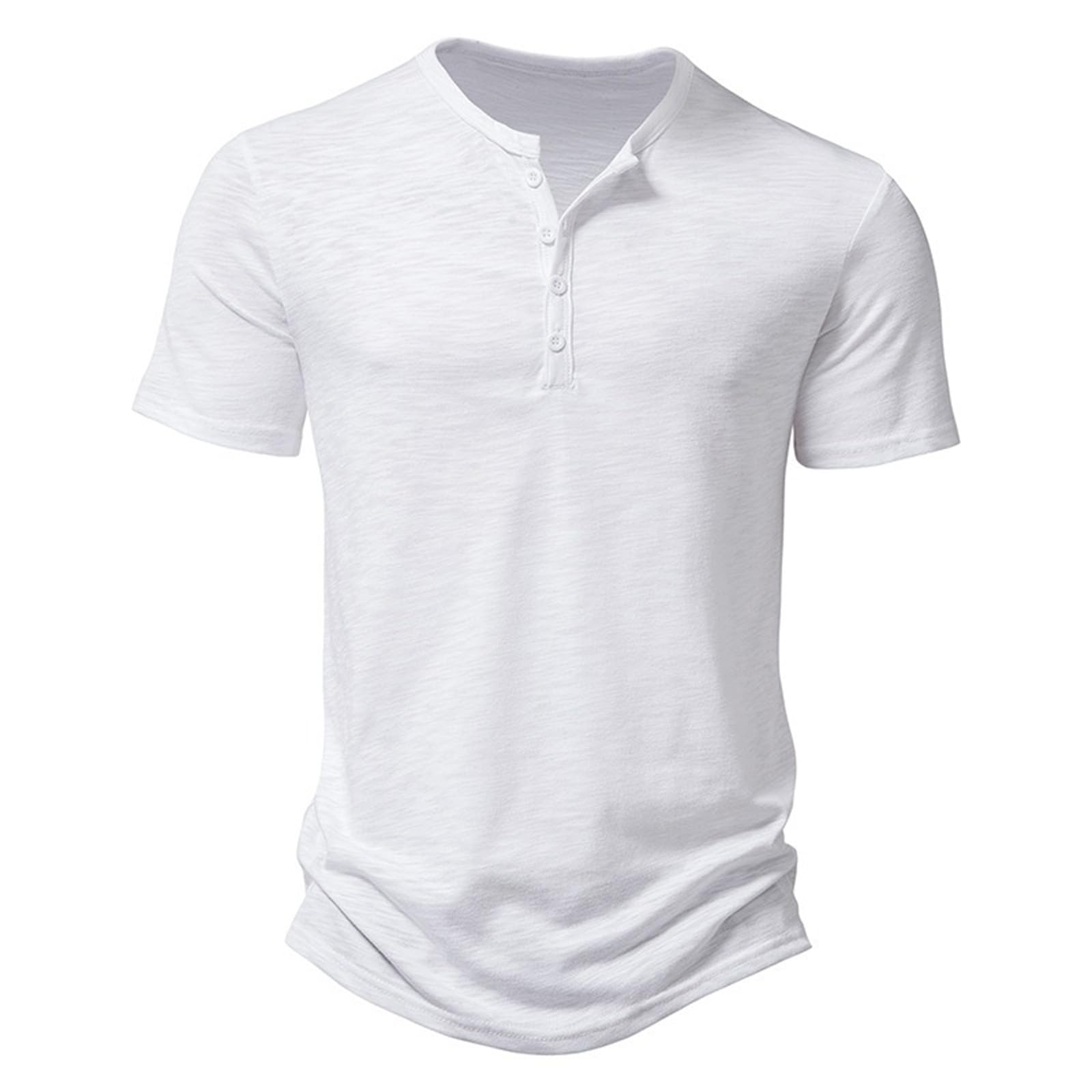 NJNJGO Henley-T-Shirt für Herren, lässig, 4 Knöpfe, kurzärmelig, Sommer, lässig, Sport