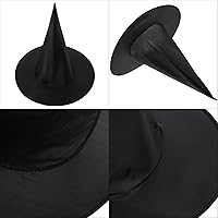 Vista 3 de SATINIOR Paquete de 4 sombreros de bruja de Halloween, accesorio de disfraz de bruja para fiesta de Halloween, color negro