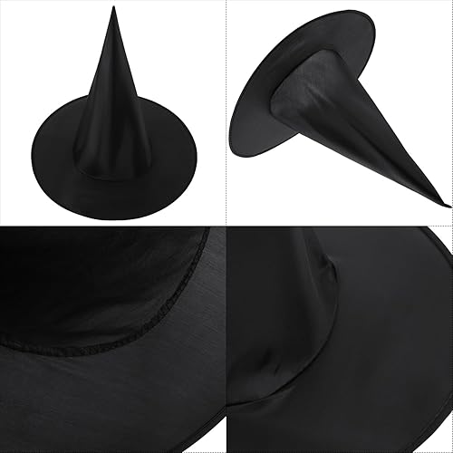 Miniatura 3 de SATINIOR Paquete de 4 sombreros de bruja de Halloween, accesorio de disfraz de bruja para fiesta de Halloween, color negro