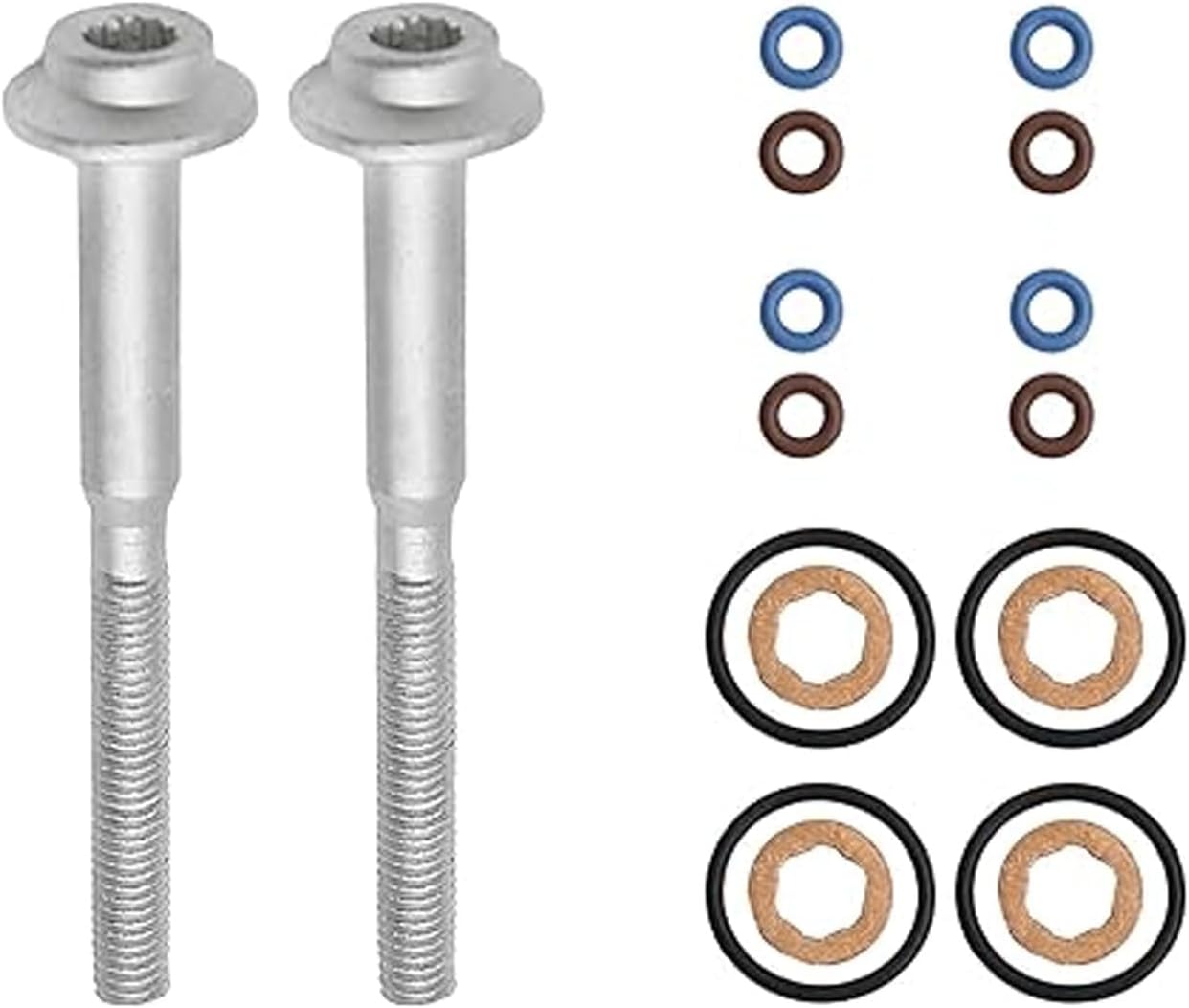 Fuel Injector Seal and Bolts Repair Seal Kit for Audi VW Injector WHT003187, Injector Seal Seals Repair 03L130277B A2C59513554 A2C9626040080 (Set of 18 pcs)