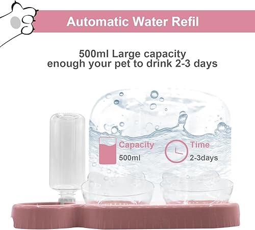 Miniatura 8 de Tazones triples para gatos con dispensador de agua, juego de cuencos de agua y alimentos para mascotas con alfombrilla antideslizante y cuchara,