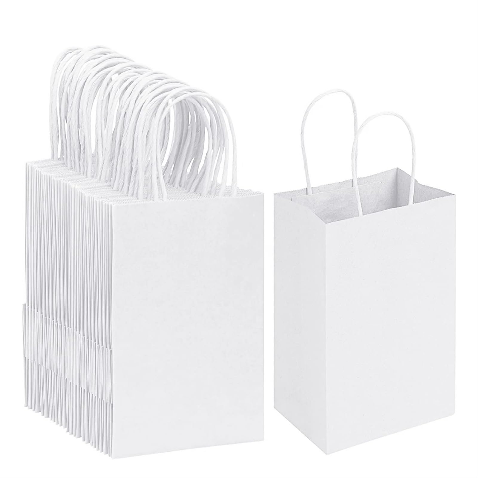 Sacchetti Carta Kraft Borse di carta kraft marrone con manico, borse for bomboniere for feste compleanno e matrimonio, for piccole for la spesa(WHITE,13 x 7 x 14.5CM)