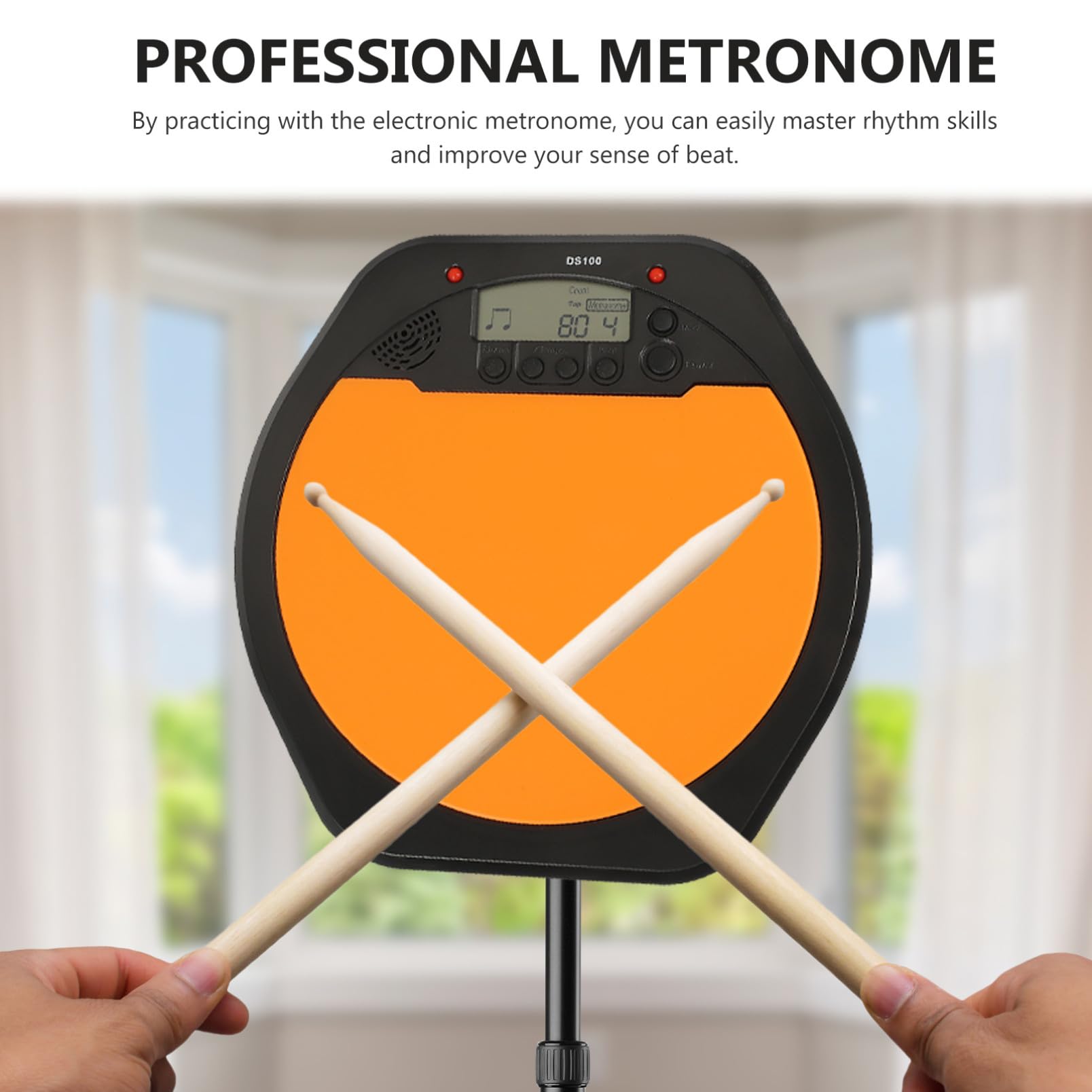 Metrónomo Digital Pantalla Lcd y Medición Tap Tempo para Pad de Batería Electrónico de Silicona y Asb Adecuado para Práctica de Bateristas Principiantes