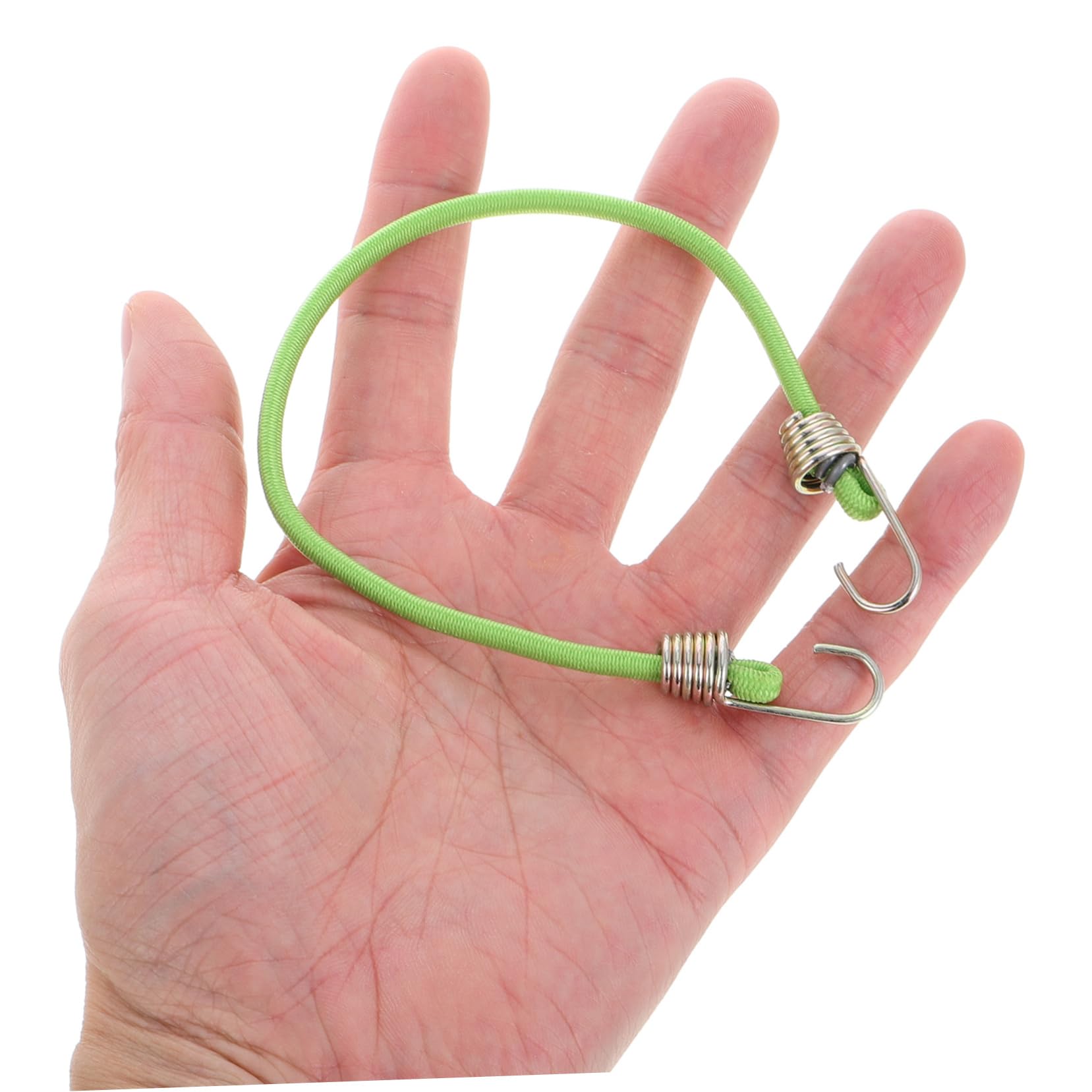 Corde Elastiche Mini con Ganci, 50 Pezzi, Verde, Regolabili | Lattice e Zinco, per Zaini e Bagagli, Uso Tenda e Cargo, Lunghezza Adattabile