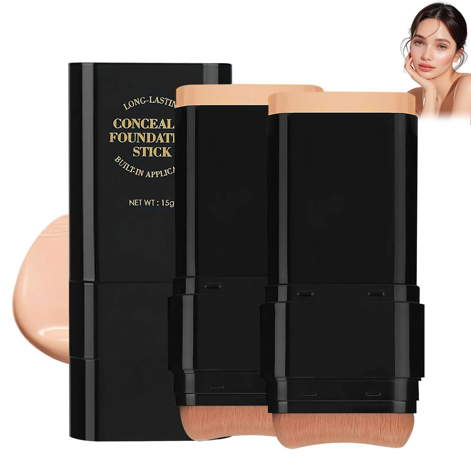 2Pcs Long-Lasting Concealer Foundation Stick, Face Foundation Contour Stick,Creamy Full Coverage, Hydrating Olive & Camellia Formula for Dark Circles & Blemishes (4# WHEAT) 2Pcs Long-Lasting Concealer Foundation Stick, Face Foundation Contour Stick,Creamy Full Coverage, Hydrating Olive & Camellia Formula for Dark Circles & Blemishes (4# WHEAT)