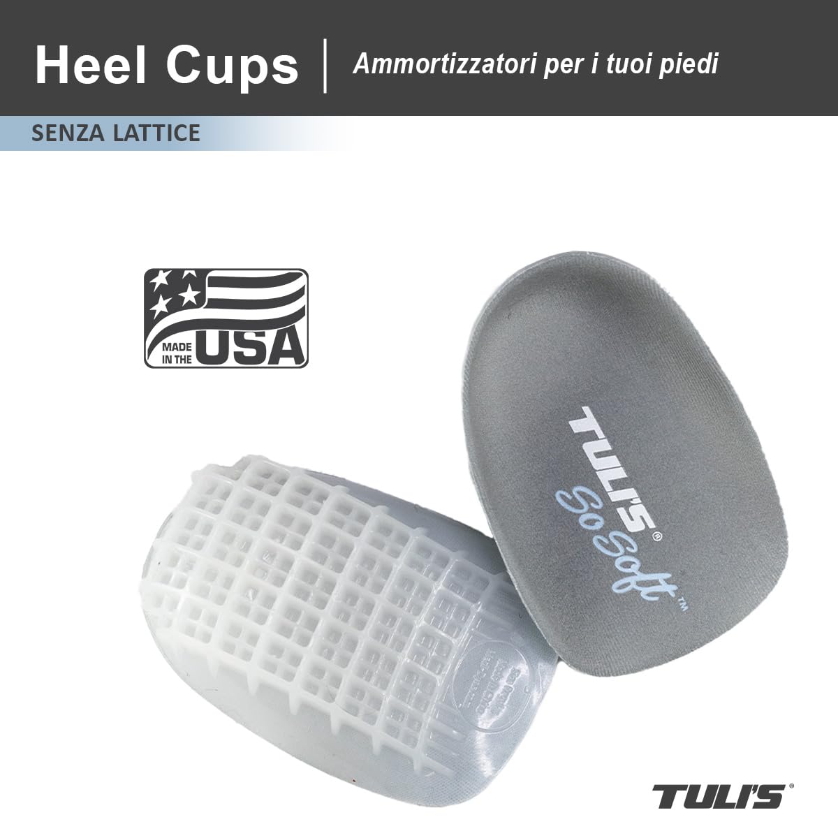 Tuli's So Soft Heel Cups – Talloniere in Gel per il Dolore ai Piedi – Ammortizzazione e Supporto per Fascite Plantare, Sperone Calcaneare e Talloni Sensibili, 1 Paio, Medio