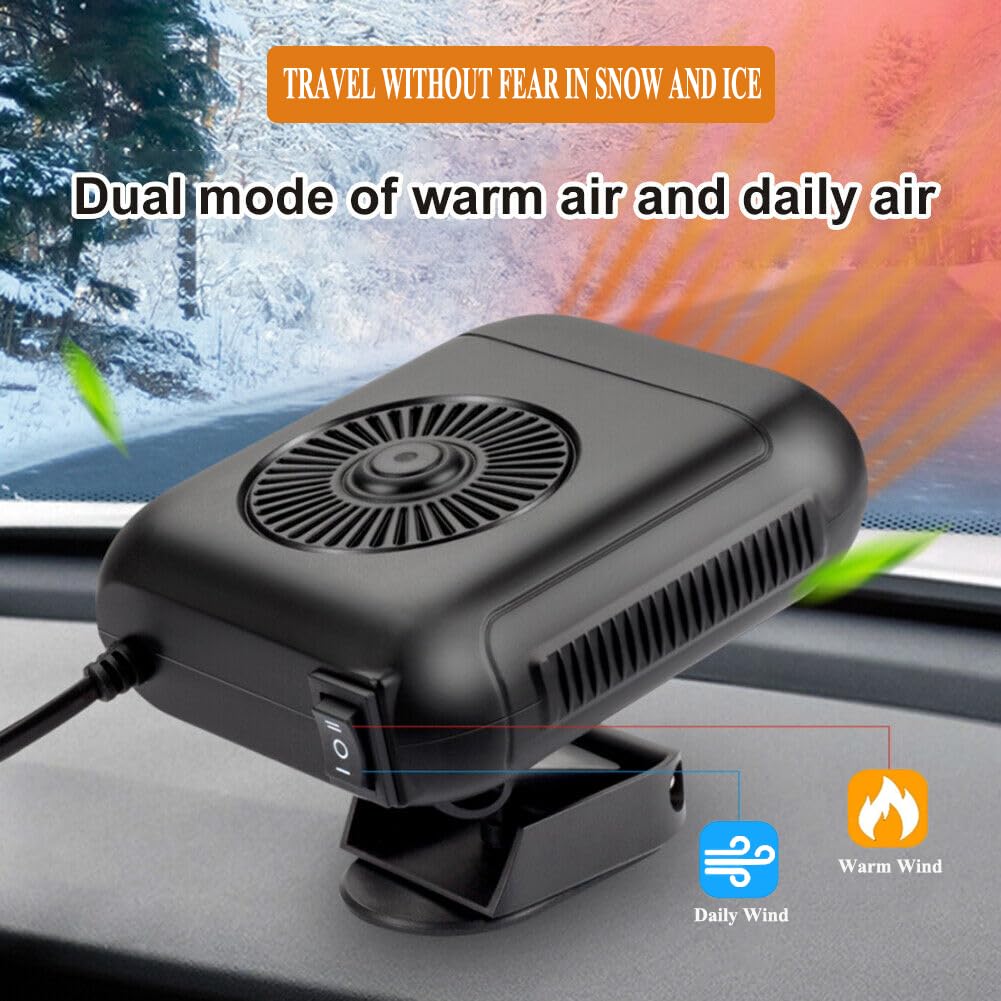 Chauffage De Voiture, 12V 180W Chauffage Portable Ventilateur Pare-Brise Désembueur Et Dégivreur Chauffage & Refroidissement Base De Ventilateur (Noir
