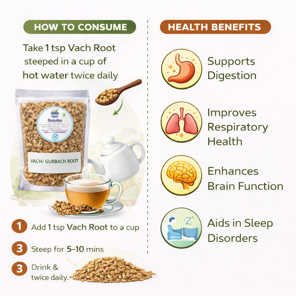 Vacha Root (Bach/Sweet Flag) 100% Natural | Acorus Calamus | Ayurvedic Herb for Kadha, Powder & Traditional Use | Raw Dried Vacha Root - 100 gms — Amazon image 4