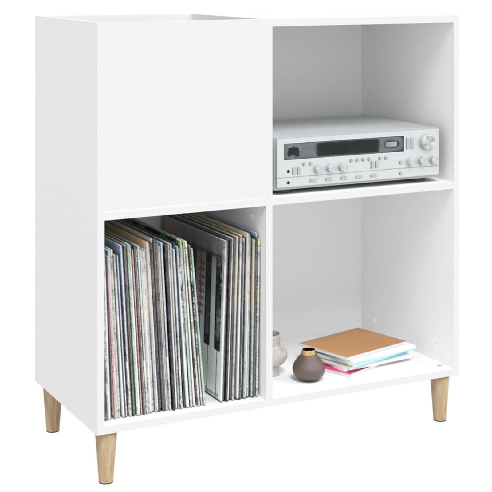LAPOOH Armoire à disques Blanc 84,5x38x89 cm Bois d'ingénierie,Porte Vinyle,Meuble Platine Vinyle,Rangement Vinyle