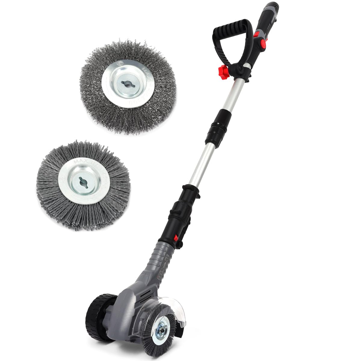 NETTA Cordless Weed Sweeper & Electric Weed Remover - 12V Cordless Patio Cleaner with Steel & 2 Nylon Brushes - Telescopic Weed Remover Tool for block paving, Moss, Paving, Driveways & Gardens