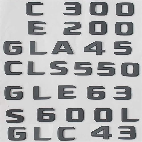 Un-Branded Emblemas planos de letras para tronco negro mate para Mercedes Benz GLS350 GLS300 GLS400 GLS450 GLS500 GLS550 V8 BITURBO 4MATIC (4MATIC)