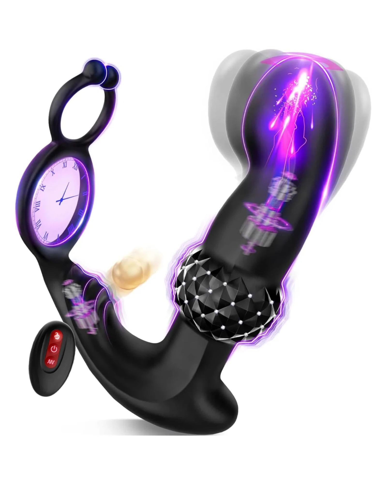 Antideslizante Estimulador Prostata con Anillo Vibrador, Plug Anal Vibradors Mando Distancia con 7 Modos de Columpios&Vibratorios, Juguetes Sexuales Hombre Masturbador Eróticos para Pareja Sexuales