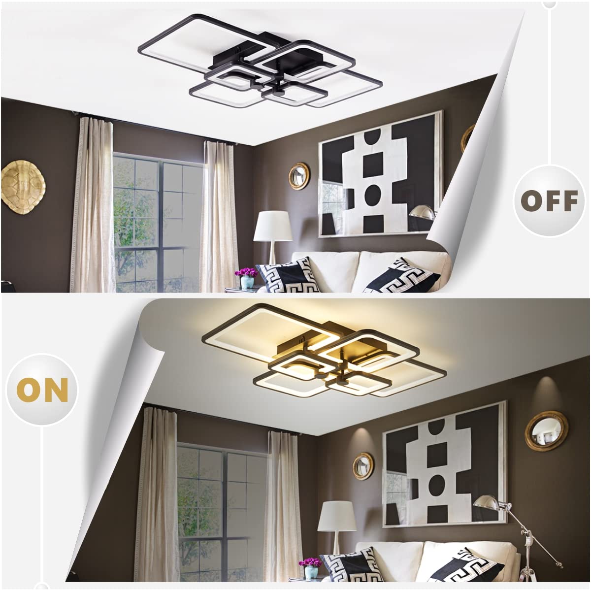 HIHIHOMY Modern LED Ceiling Light,Dimmable Modern Ceiling Lights,6 ...