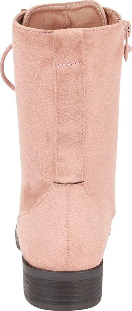 Forever Link Womens Round Toe Military Lace Up Knit Ankle Cuff Low Heel Combat Boots - Image 3